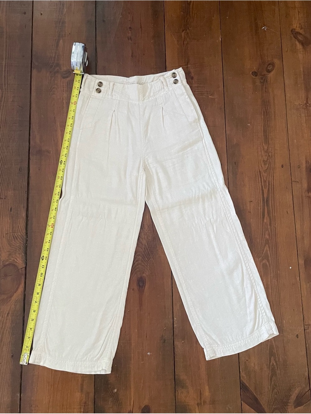 American Eagle Outfitters Cream Wide-Leg Cropped Sailor Pants